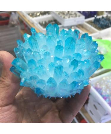 Natural Blue Electroplating Transparent Crystal Cluster Stone ore demagnetizer Crystal Cluster 350-400g