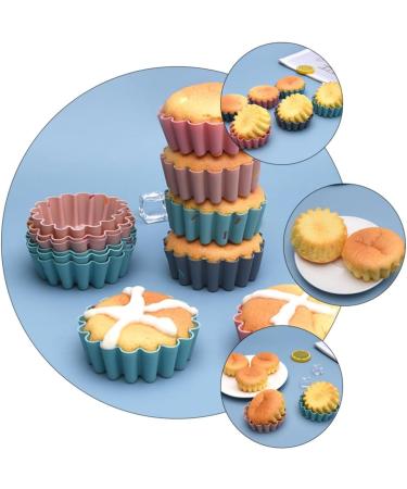 12 Pcs Silicone Muffin Cup Silicone Molds Reusable Cupcake Liners Reusable Baking Molds Delicate 7.5X6.3CM Assorted Color - Buy Online on GoSupps.com