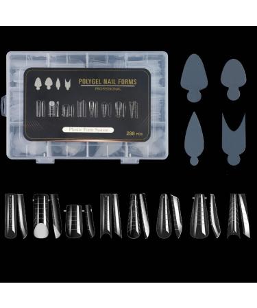 AJTUTUS Clear Full Cover Duals Form French Tip Stickers Gel Art Mold Artificial Tips for Extension