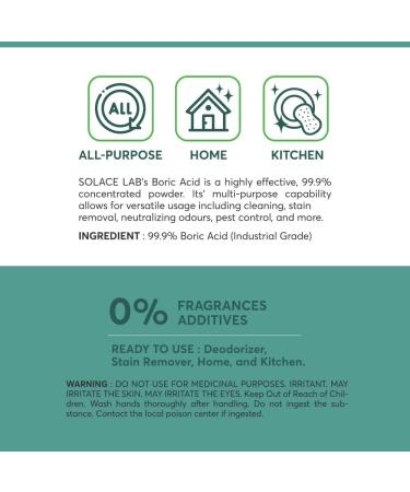 Boric Acid - 99.9% Pure Fine Powder | Multi-Purpose Household Kitchen Cleaner | Industrial Grade Strength | 1 lb - Buy Online on GoSupps.com