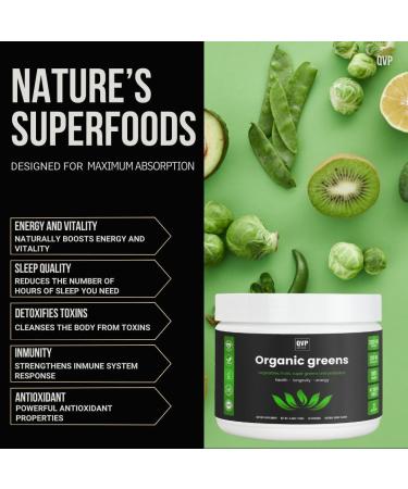 QVP Greens Superfood Powder 2.0 30 Servings Fruits Vegetables 20+ Superfoods Supercharge of Vitamins and Minerals. - Buy Online on GoSupps.com