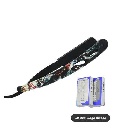Ghost Shaving Knife - Dual Blade Foldable Razor for Hair Removal | SUS Black Manual Shaver for Beard Face Underarm Body Eyebrow Bikini | 20 Blades - Buy Online on GoSupps.com