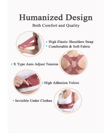 Back Brace for Women - Posture Corrector for Pain Relief | Comfortable Adjustable Under Clothes | Large Size L (145-190LB) - Pink - Buy Online on GoSupps.com