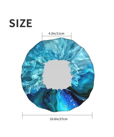 Women's Reusable Double Waterproof Bright Aqua Blue Printed Shower Cap | Elastic Bathing Hat - Buy Online on GoSupps.com