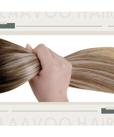 Laavoo Ombre Microring Extensions | Real Hair 55cm Brown Balayage | Invisible Micro Loop Extensions 1g/s #3/8/24 - 50g - Buy Online on GoSupps.com