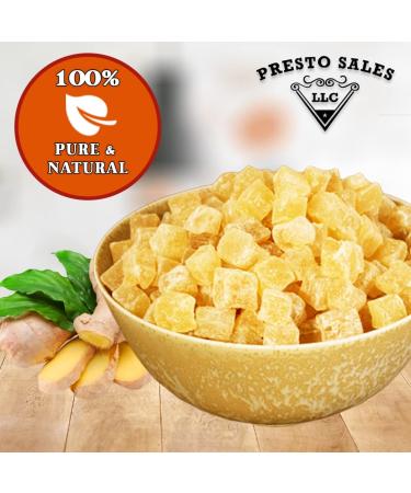 Presto Sales Crystallized Ginger Pieces 112 oz - Unsulphured Dried Candied Ginger 3-5mm - All Natural Non-GMO - Resealable 7 lbs Bag - Buy Online on GoSupps.com