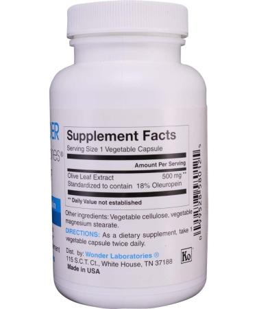Wonder Labs Olive Leaf Extract Standardized to Contain 18% Oleuropein Immune Health Support 120 Capsules - Buy Online on GoSupps.com