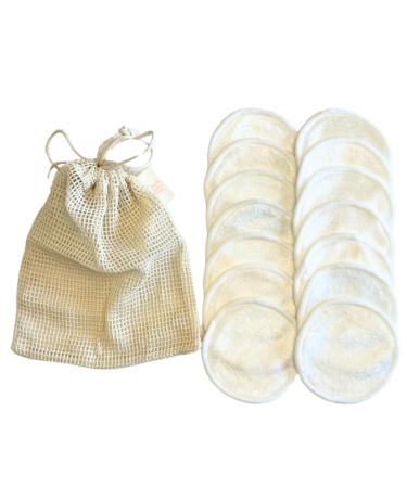 BIJOU BIJOU - Luxurious White Velvet Reusable/Washable/Makeup Removal Rounds - Complete with Washbag (14 Reuseable Rounds)