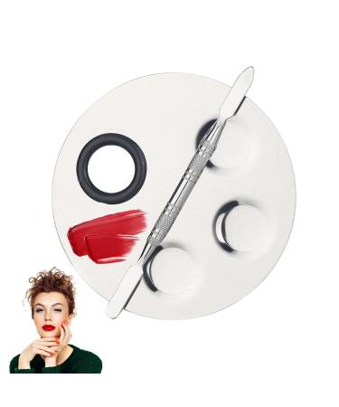 Linsition Metal Palette Hand Makeup Foundation Tray with Double-Ended Toning Stick Specular Shine and Fine Grinding Nail Polish Background