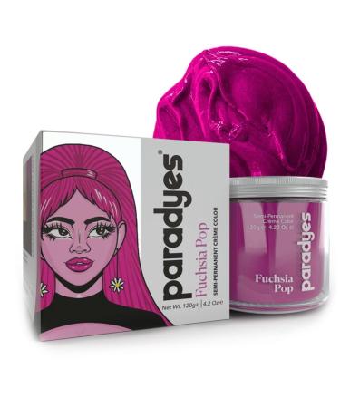Paradyes Neon Pink Semi Permanent Hair Creme Color 4.2 Oz | Fuchsia Pop | Ammonia Free Cruelty Free | Vegan DIY application Hair Dye | Enriched with Herbal Ingredients | Unisex Adult