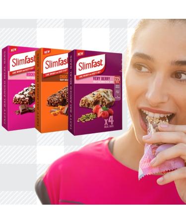 AETN Creations Slim Fast Weight Loss Bundle 12 Bars in Very Berry Choc Orange Rocky Road + 5 Golden Syrup Porridge with AETN Meal Planner and Fridge Magnet - Buy Online on GoSupps.com