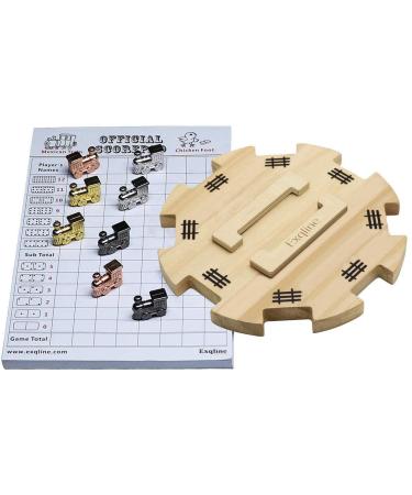 Exqline Mexican Train Dominoes Accessory Set - Including Wooden Hub 70-Sheets Scorepad and 8 Metal Train Markers G12211951