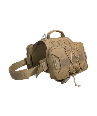 EXCELLENT ELITE SPANKER Dog Pack Hound Dog Saddle Bag Backpack for Travel Camping Hiking Medium & Large Dog with 2 Capacious Side Pockets(COB) Coyote Brown