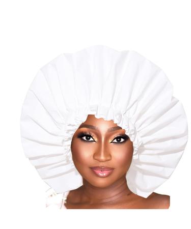 VEABEST Jumbo Extra Large Shower Cap 2 Pack - Reusable Waterproof Bath Hair Cap for Women with Thick Long Hair, Locs, Braids - Adjustable, Black and White - Buy Online on GoSupps.com