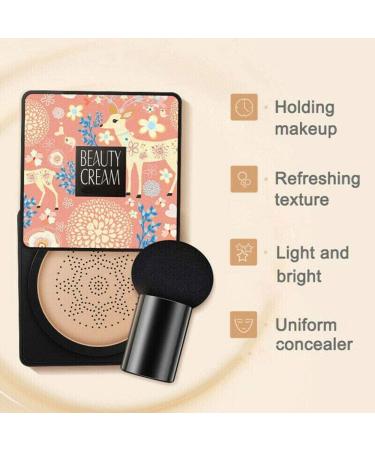 Mushroom Head Air Cushion Foundation CC Cream Water Feeling Flawless BB Cream Moisturizing Oil Control Lightweight & Smoothing Natural Concealer Gifts for Girl(Natural) 20 g (Pack of 1) Natural - Buy Online on GoSupps.com