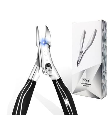 Podiatrist Toenail Clippers for Thick Nail & Ingrown Toenails  Professional Toe Nail Clippers with Safety Lock for Seniors  Men  Women  Heavy-Duty Sharp Curved Blade Pedicure Tools- Black