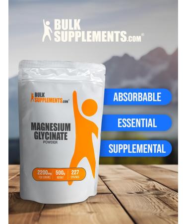 BulkSupplements.com Magnesium Glycinate Powder - Magnesium Bisglycinate Magnesium Supplement Magnesium Glycinate 400mg - Gluten Free - 2200mg per Serving 500g (1.1 lbs) (Pack of 1) - Buy Online on GoSupps.com