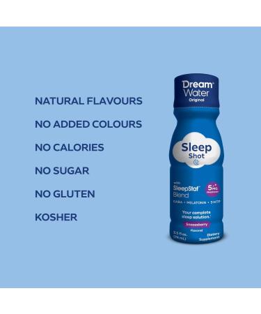 Dream Water NSF Sleep Aid Supplement Liquid Shots Melatonin 5mg GABA 5-HTP Zero Sugar Natural Flavors No Added Colors 2.5 oz Liquid Sleep Shots Snoozeberry 12-Count - Buy Online on GoSupps.com