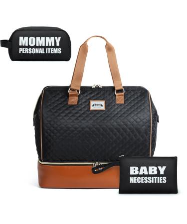 Lekebaby Baby Changing Bag Maternity Bag Large Nappy Changing Bags for Mom and Dad with 2 Organizer Pouches 1 Changing Mat Mommy Tote Bag Hospital Bag Quilted Black - Buy Online on GoSupps.com