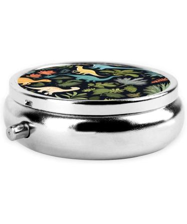 Cute Dinosaur Round Pill Box | 3 Compartment Portable Travel Medicine Organizer | Mini Decorative Pocket Purse - Buy Online on GoSupps.com