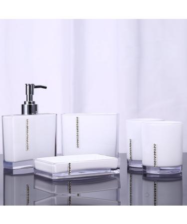 5PCS High Gloss Acrylic Bathroom Equipment Set | Emulsion Bottle Toothbrush Frame Gargle Cup - Luxury Bathroom Accessories - Buy Online on GoSupps.com