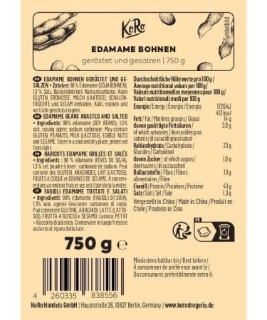 KoRo - Roasted & Salted Edamame Beans | 750g - Crunchy roasted snack without oil or artificial additives - Buy Online on GoSupps.com