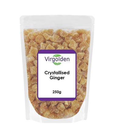 Crystallised Ginger 250g by Virgolden - Super Healthy Snack Chopped Dried Candied Ginger Natural Source of Energy and Fiber