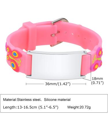 Emergency SOS Bracelet for Kids - Personalized Waterproof ID Armband | Anti-Lost Name & Phone Number - Pink Butterfly Design - Buy Online on GoSupps.com