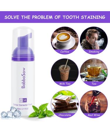 ACWOO Purple Tooth Whitening Toothpaste Teeth Cleaning Toothpaste Foam Toothpaste Stain Removing Tooth Purple Tooth Whitening Toothpaste for Sensitive Teeth and Yellow Teeth Clean 60ml Mousse Type - Buy Online on GoSupps.com