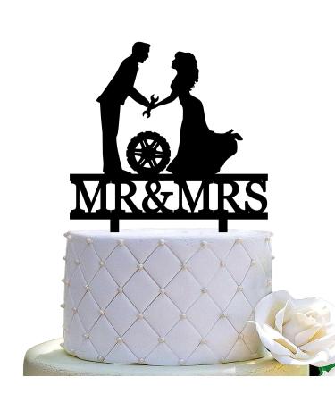Auto Mechanic Wedding Cake Topper Car Repairman Couple Cake Topper Wrench Tools Mr&Mrs Wedding Cake Topper
