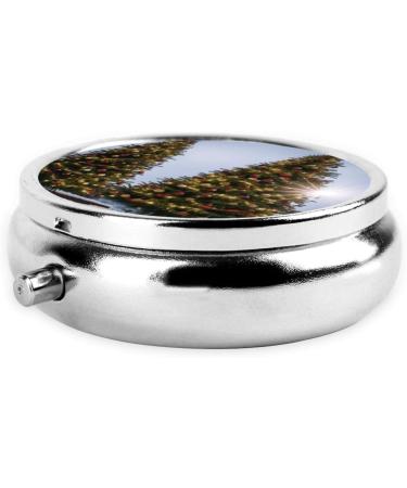Christmas Trees Mini Round Pill Box | 3 Compartment Travel Organizer | Portable Medicine Case for Home & Office - Buy Online on GoSupps.com