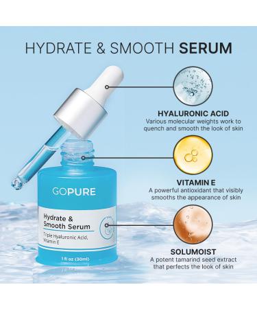 goPure Actives Hyaluronic Acid Serum with Vitamin E - Natural Glow & Hydration - Anti-Aging Brightening Serum for Firmer Smoother Skin - 1 fl oz - Buy Online on GoSupps.com