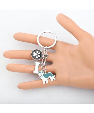 Ensianth Dog Keychain - Perfect Gifts for Dog Lovers | Puppy Paw Print Keyring for Dog Owners Moms & Dads | Blauer Husky Design - Buy Online on GoSupps.com
