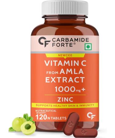 Generic Natural Vitamin C Amla Extract with Zinc for Immunity & Skincare - 120 Veg Tablets
