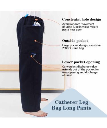 Nephrostomy Bag Pants for Men/Women | Catheter Urine Bag with Double Pockets | XXL Black Ostomy Supplies - Buy Online on GoSupps.com