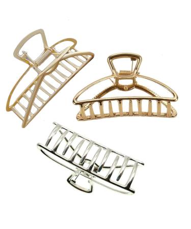 6 Pack Large Metal Hair Claw Clips - Non-slip Butterfly Design Barrette for Thick Hair - Stylish Fashion Accessory for Women and Girls in Bright & Matte Gold/Silver - Buy Online on GoSupps.com