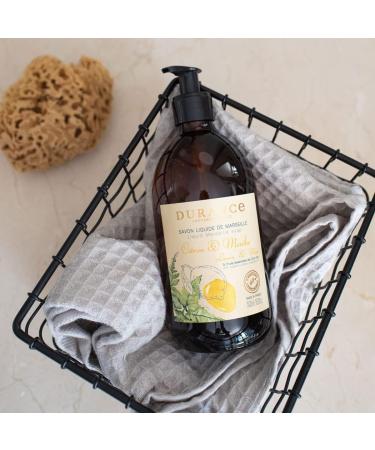 Durance Lemon & Mint Marseille Liquid Soap 500ml Paraben-Free Hand & Body Wash With Olive Oil & Red Rice Extract Vegan Friendly Shower Gel - Buy Online on GoSupps.com