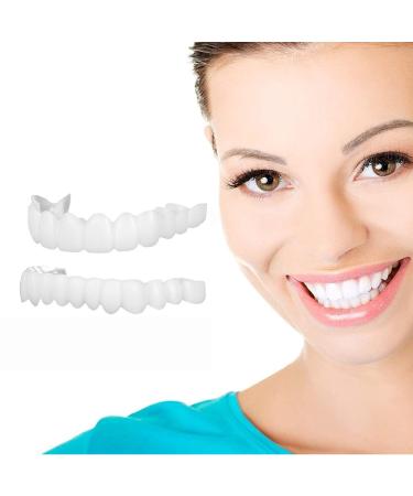 Flipped warm teeth for plugging in 2 pairs of artificial tooth veiners at the top and bottom cosmetic denture provisional dentures for women and men cover imperfect teeth
