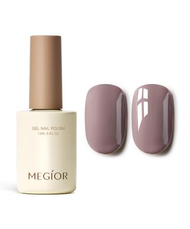 MEGIOR Dusty Mauve Gel Nail Polish 15ml Gel Polish High Gloss Soak Off UV LED Nail Gel Polish for Nail Art Manicure Salon DIY Home Gift for Girls