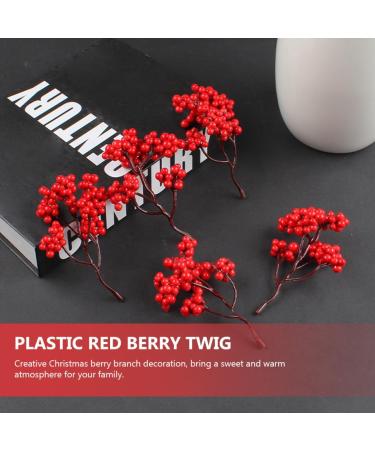 HOMSFOU 50 Pcs Artificial Red Fruit Xmas Holly Berries Stems Simulation Red Berries Holly Berries for Crafts Fake Holly Berries Desk Topper Christmas Tree Picks Plastic Fake Branch Berry - Buy Online on GoSupps.com