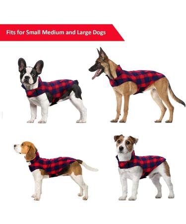 Kuoser Reversible Dog Winter Coat | British Style Warm Jacket for Small to Large Dogs | Windproof & Stylish Dog Vest in Red - Size Medium (Chest 17.3-20.9'') - Buy Online on GoSupps.com