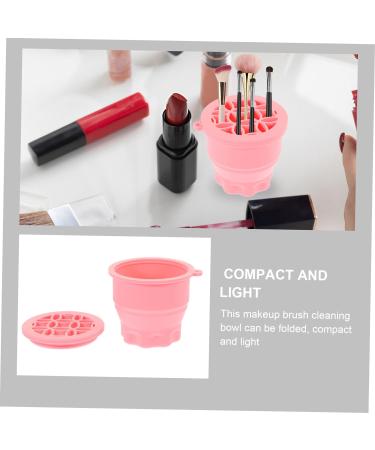 HAKIDZEL Makeup Brush Cleaner Cup Makeup Brush Cleaning Bowl Retractable Silicone Scrub Cup Drying Rack Clean Brush Silica Gel Makeup Brush Cleaner Make Up Brush Cleaner 9.20X9.20X8.60CM Pink - Buy Online on GoSupps.com