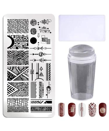 3-piece nail design stamping plate set with silicone stamp and scraper made of stainless steel nail art image templates set J16