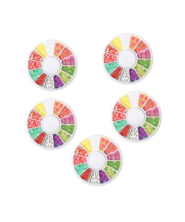 Housoutil 5pcs Fruit Clay Nail Art Fruit Slices Diy Nail Art Stickers Hair Parting Tool for Finger Polymer Slices Fruit Nail Decoration Fruit Slice Nail Sticker Boxed Disc