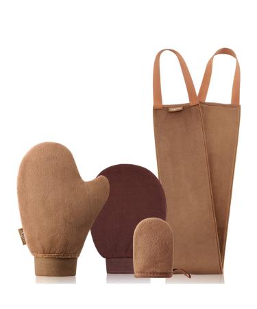 Self Tanning Mitt Applicator - 4 in 1 Self Tanner Mitt Applicator Back Tanning Mitts Self Tanner Mitt Tanning Glove for Self Tan Mitt Sunless Tanner Mitt Applicator Tan Mit Tanning Brush