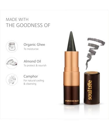 Ayurvedic Kajal | Grey Glow Kajal 004 | Grey Shade | Enriched with 100% Organic Ghee Almond Oil & Camphor | Soothe Cool & Nourish Eyes | 3g - Buy Online on GoSupps.com