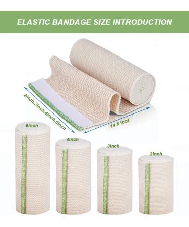 6 Pack Elastic Bandage Wrap - 6" Wide Latex Free Compression Roll for Legs Ankle Knee & Body - Ideal First Aid Kit Solution - Buy Online on GoSupps.com