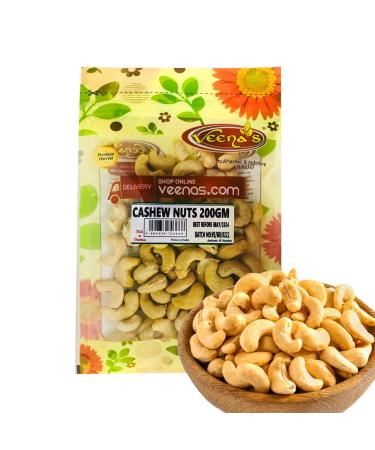 Veenas | Cashew Nuts | 200G | Indian Origin | | Unroasted | Unsalted | Whole Cashew Nuts | High Fibre