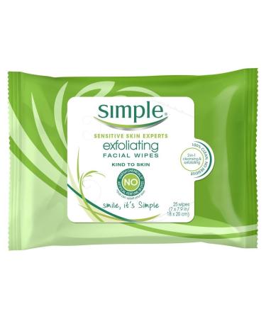 Simple Exfoliating Facial Wipes 25 Count (Pack of 3)