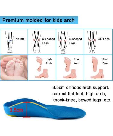 Bacophy Kids Orthotic Arch Support Insoles - Shock Absorption Inserts for Flat Feet & Plantar Fasciitis - Heel Pain Relief - Size 5-7 M US Big Kid - Buy Online on GoSupps.com